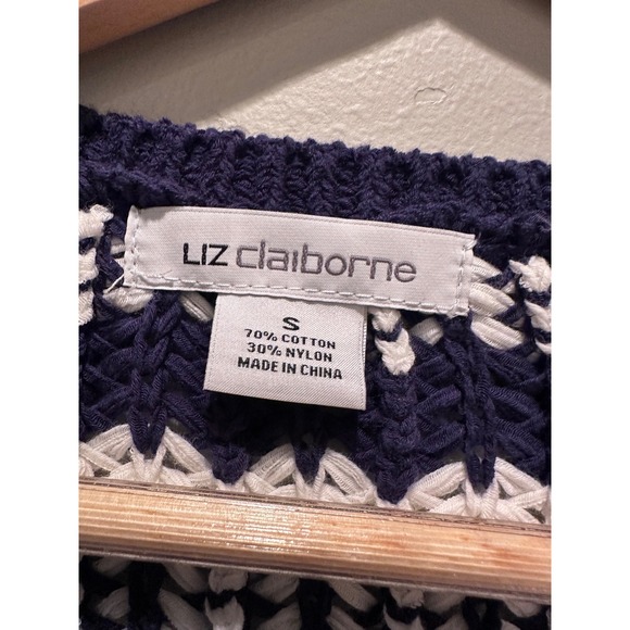 Liz Claiborne Blue White Striped Cottagecore Cardigan Sweater Size Small - Picture 3 of 5